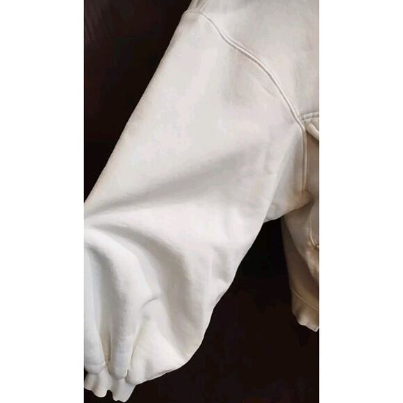 Free People Oversized Balloon Sleeve Hoodie Jacket Womens Small White 1/2 Zip - Picture 2 of 8
